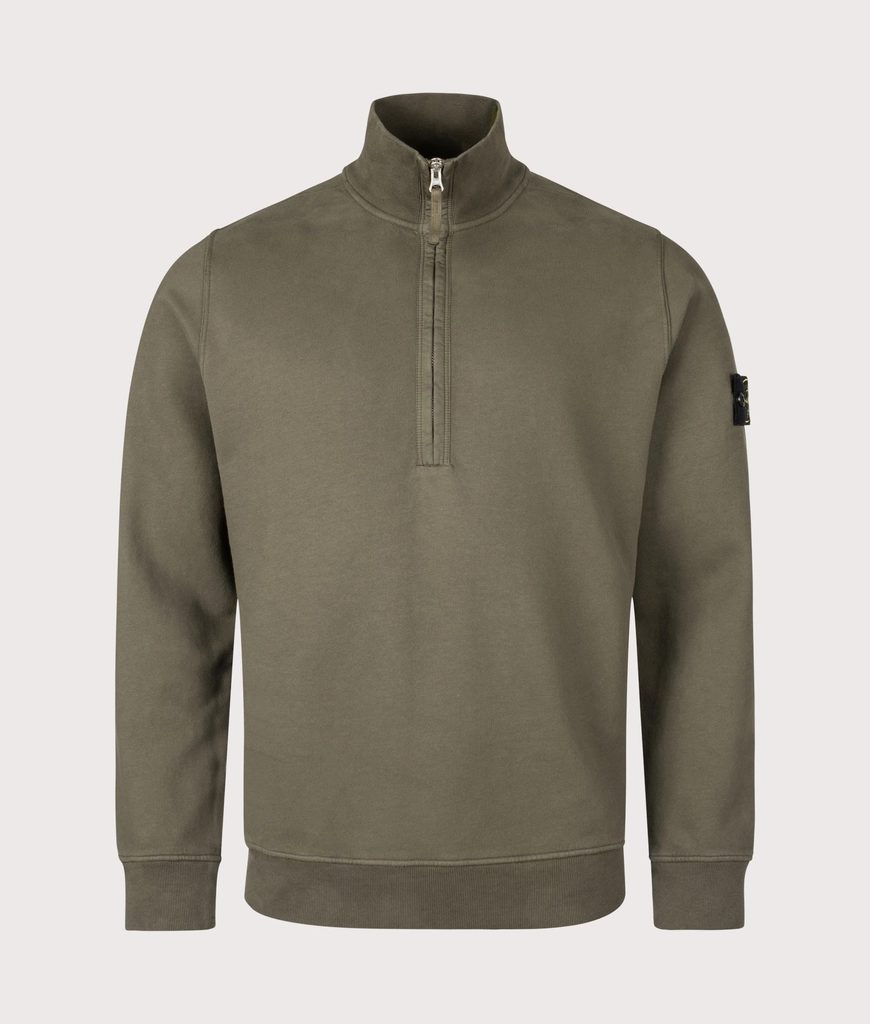 Stone Island Mens Organic Cotton Quarter Zip Sweatshirt